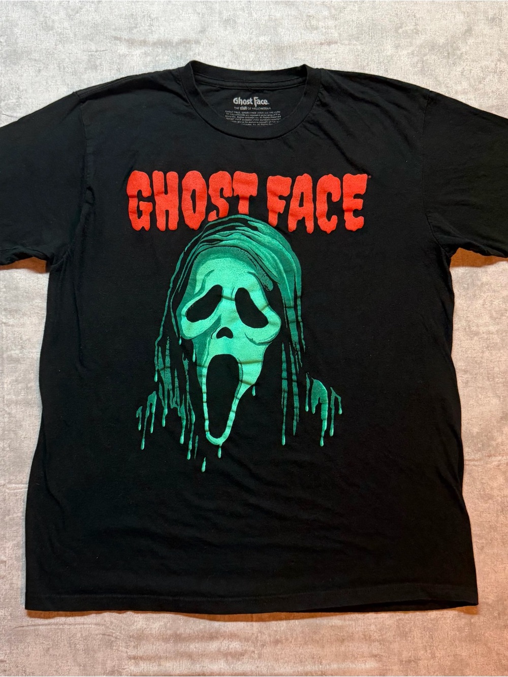 Bioworld Black Tee with Red 'GHOST FACE' and Green Graphic